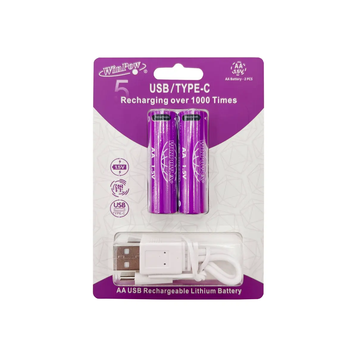 Winpow AA Rechargeable Lithium-Ion Battery (Type-C Charging)