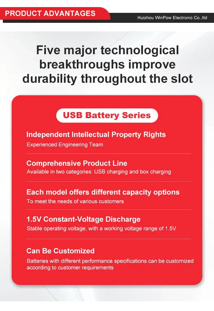 Winpow AA Rechargeable Lithium-Ion Battery (Type-C Charging)
