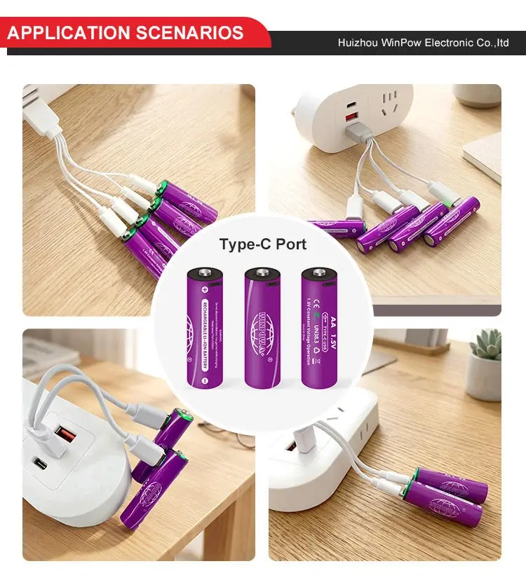 Winpow AA Rechargeable Lithium-Ion Battery (Type-C Charging)