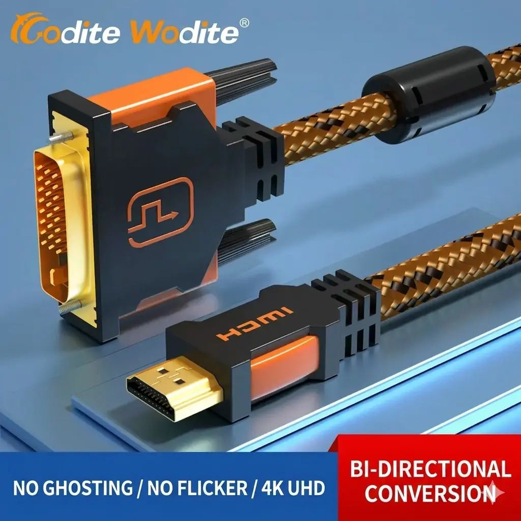 alt="Wodette HDMI to DVI Cable – মনিটর, টিভি ও কম্পিউটারের জন্য হাই-ডেফিনিশন ভিডিও কনভার্টার কেবল, পিওর কপার ও গোল্ড-প্লেটেড কানেক্টর"