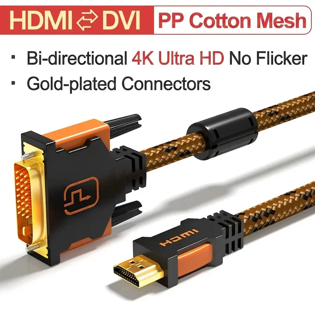 alt="Wodette HDMI to DVI Cable – মনিটর, টিভি ও কম্পিউটারের জন্য হাই-ডেফিনিশন ভিডিও কনভার্টার কেবল, পিওর কপার ও গোল্ড-প্লেটেড কানেক্টর"