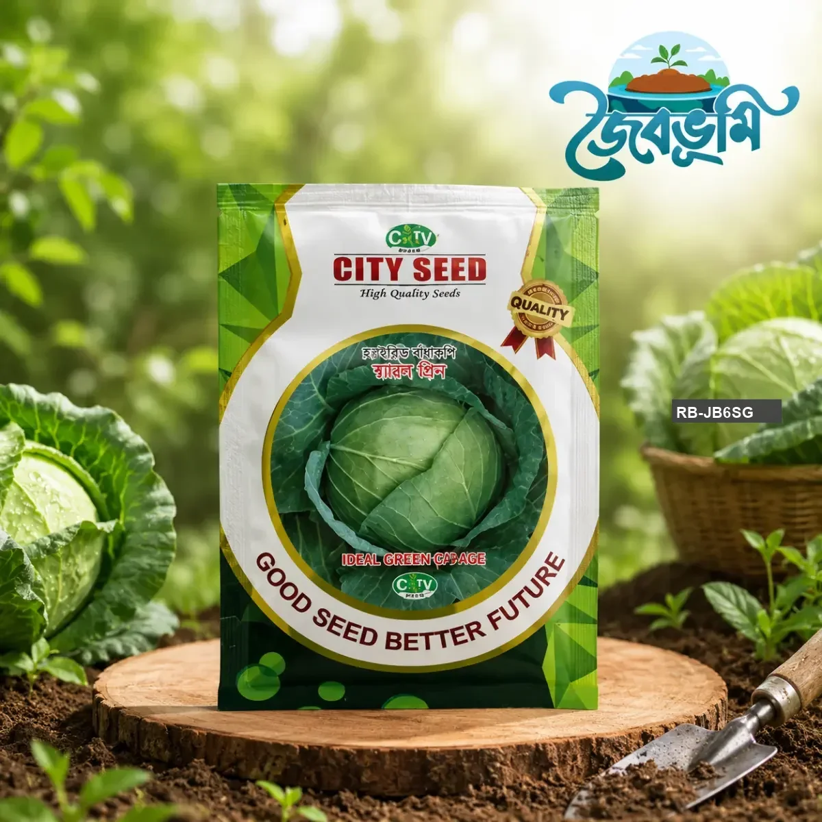 Royal Green Hybrid Cabbage Seed 10gm original packet by City Seed for high yield green cabbage cultivation.