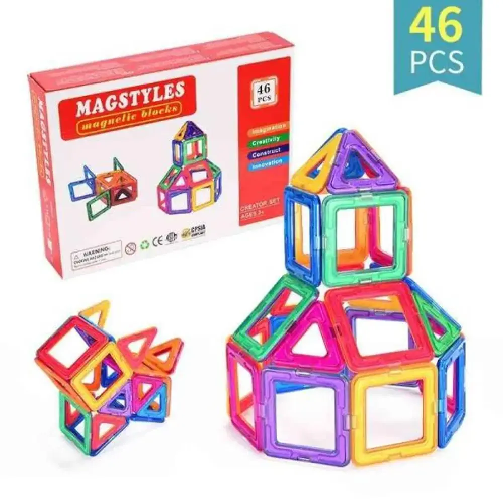 46 Pieces Magnetic Tiles - Best Educational Toys for Kids