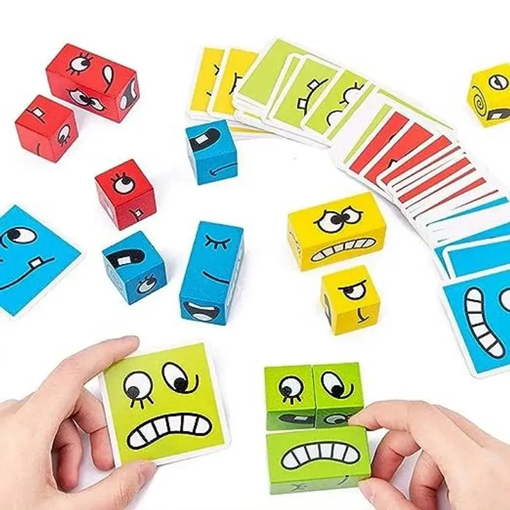 Wooden Emoji Expression Cube Puzzle