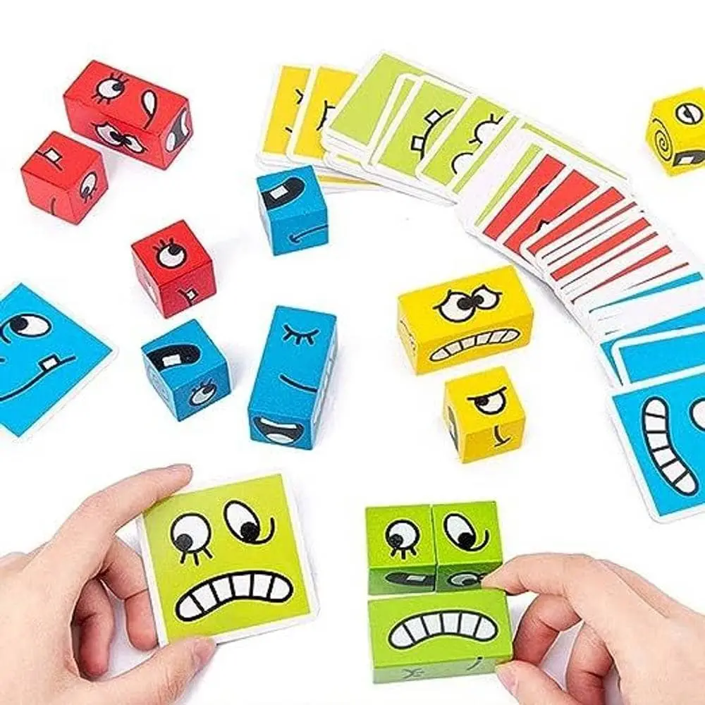 Wooden Emoji Expression Cube Puzzle