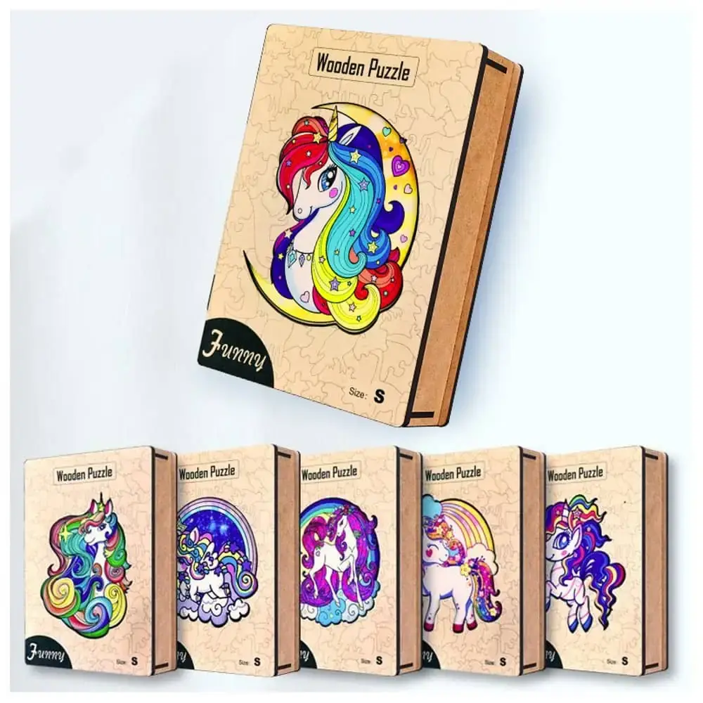 Wooden 3D creative Unicorn Puzzle box