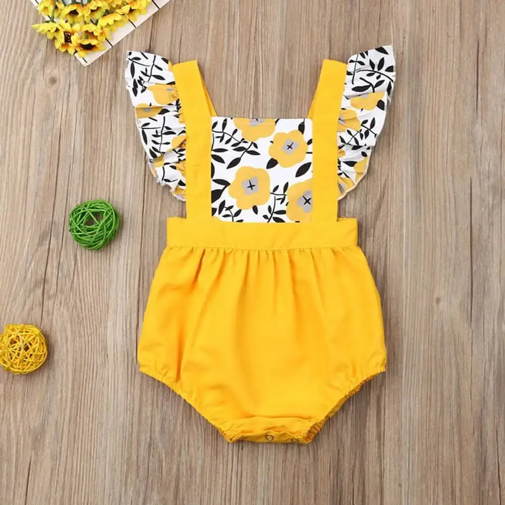 Baby Girls Cotton Ruffle Mini Romper Dress