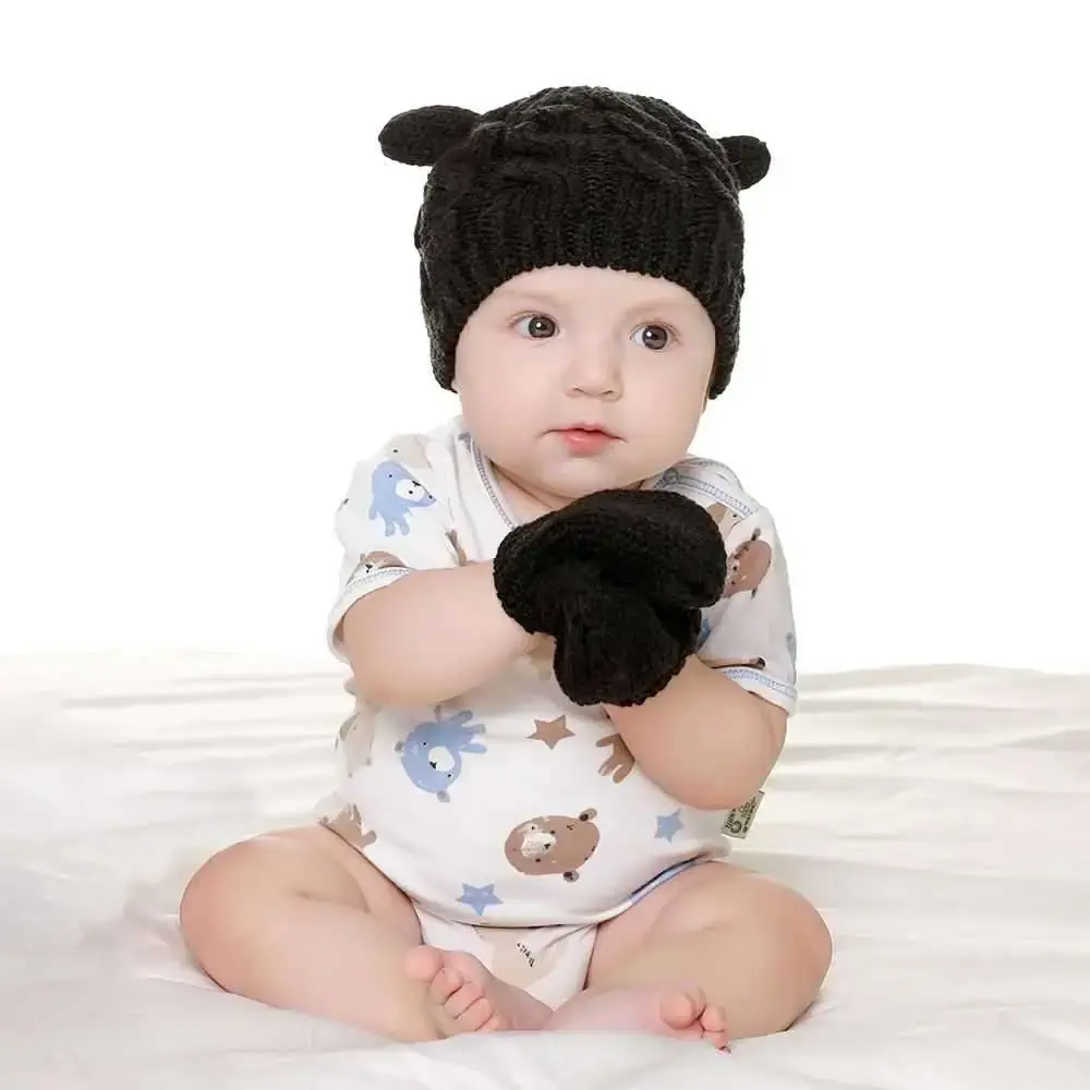 Kids Cotton Hat and Gloves 2 pcs Set