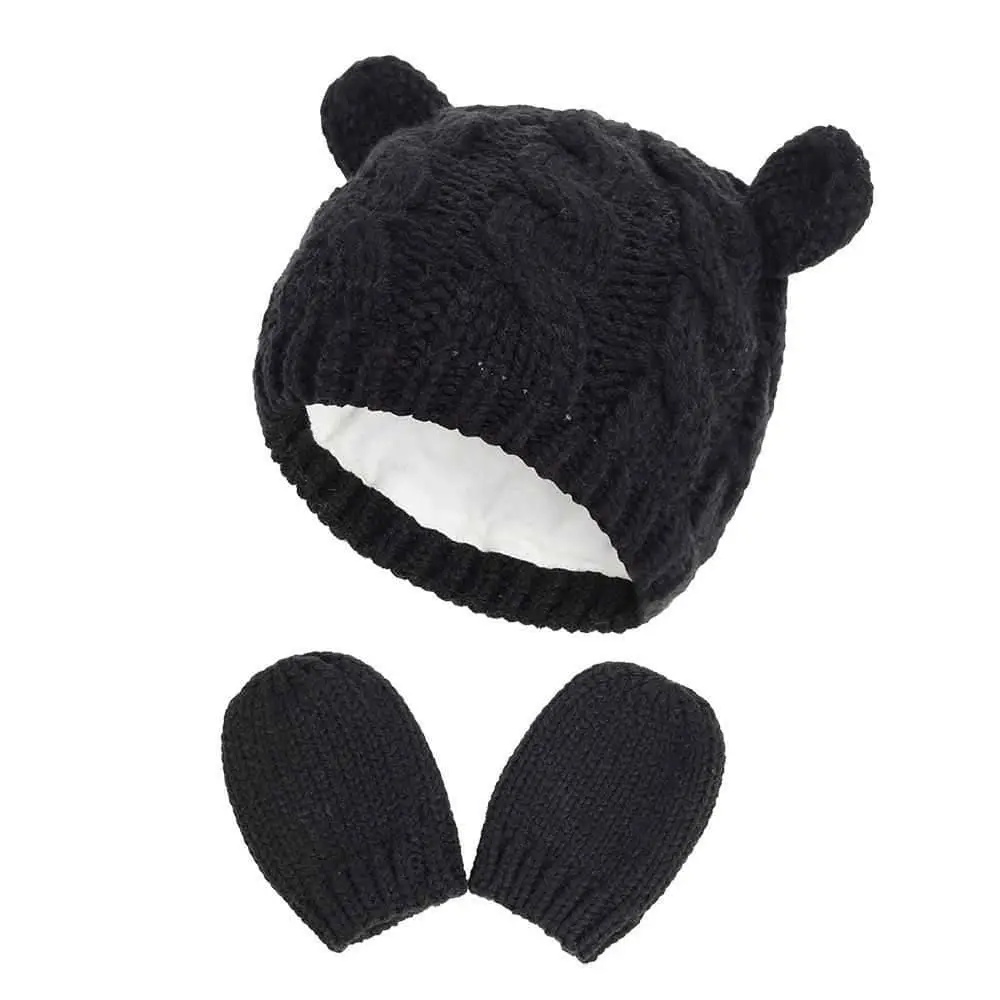 Kids Cotton Hat and Gloves 2 pcs Set
