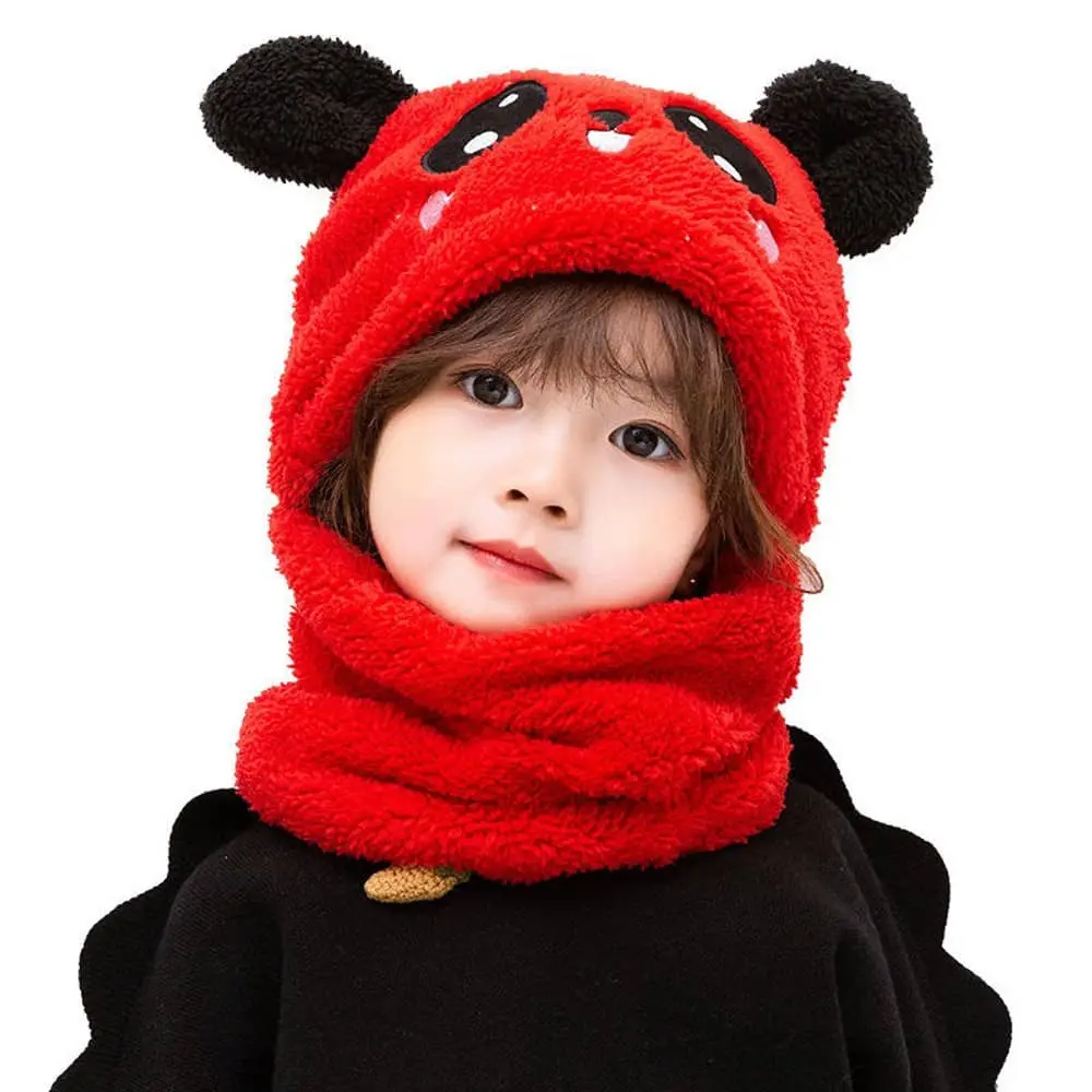Kids Winter Cartoon Hat With neck Muffler