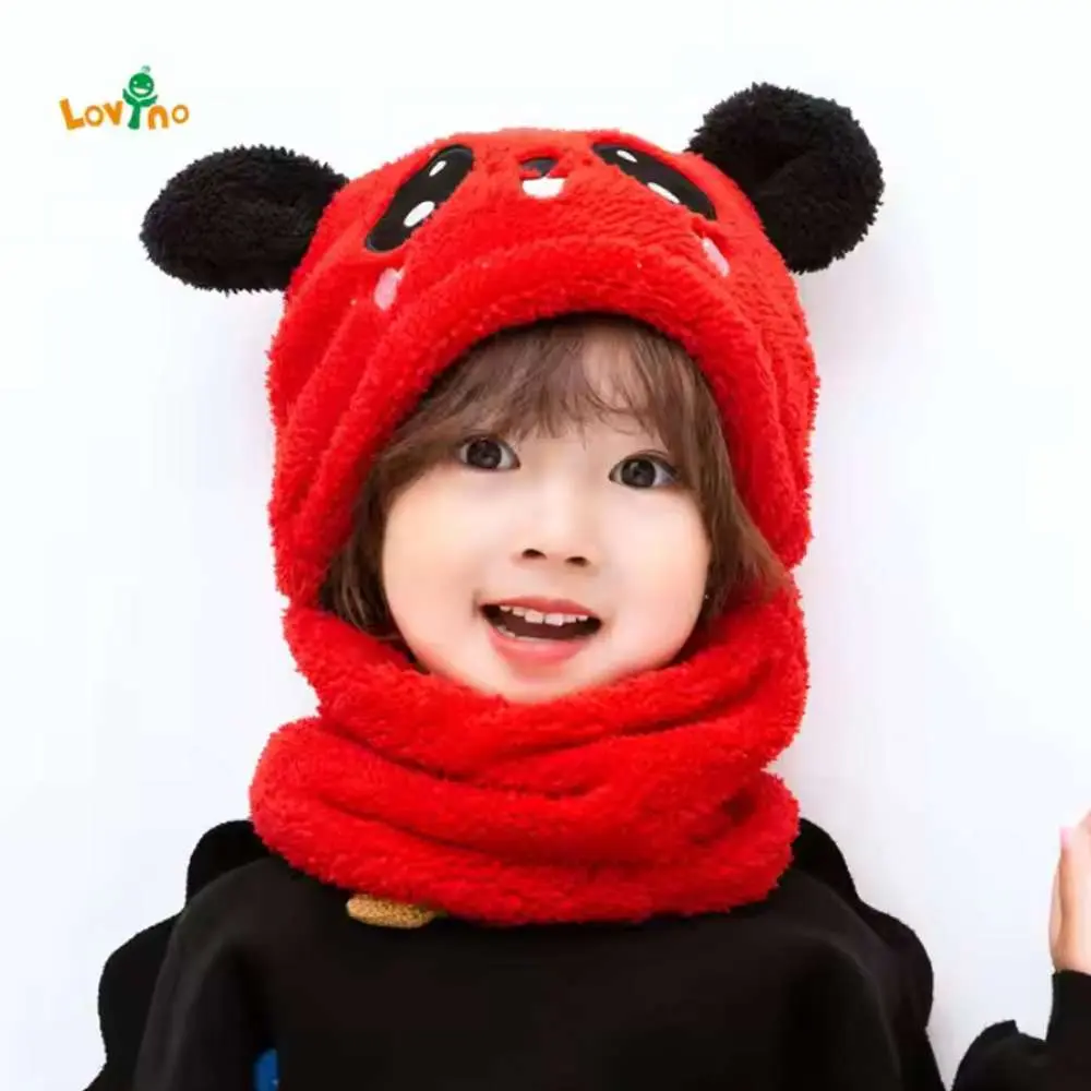 Kids Winter Cartoon Hat With neck Muffler
