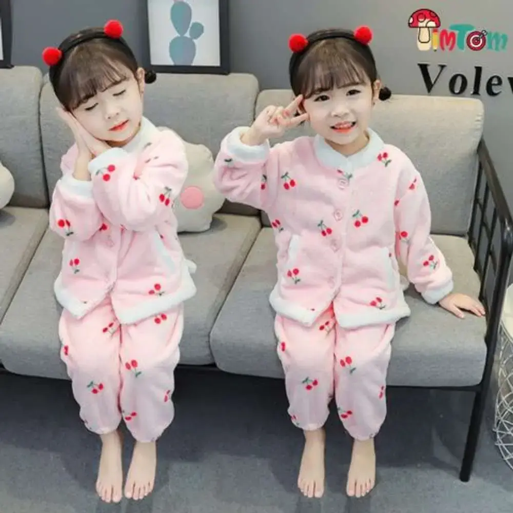 Woolen Full Sleeves Pajama Set peach