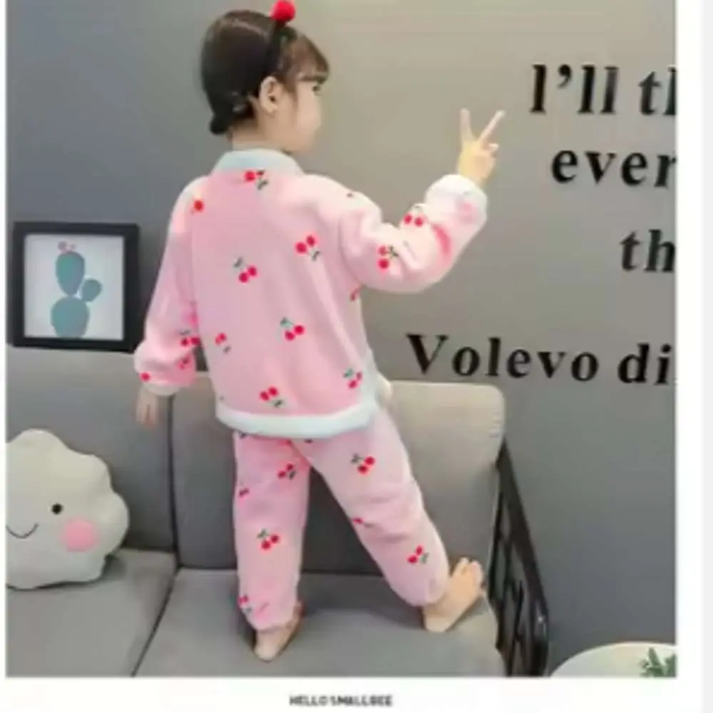 Woolen Full Sleeves Pajama Set peach