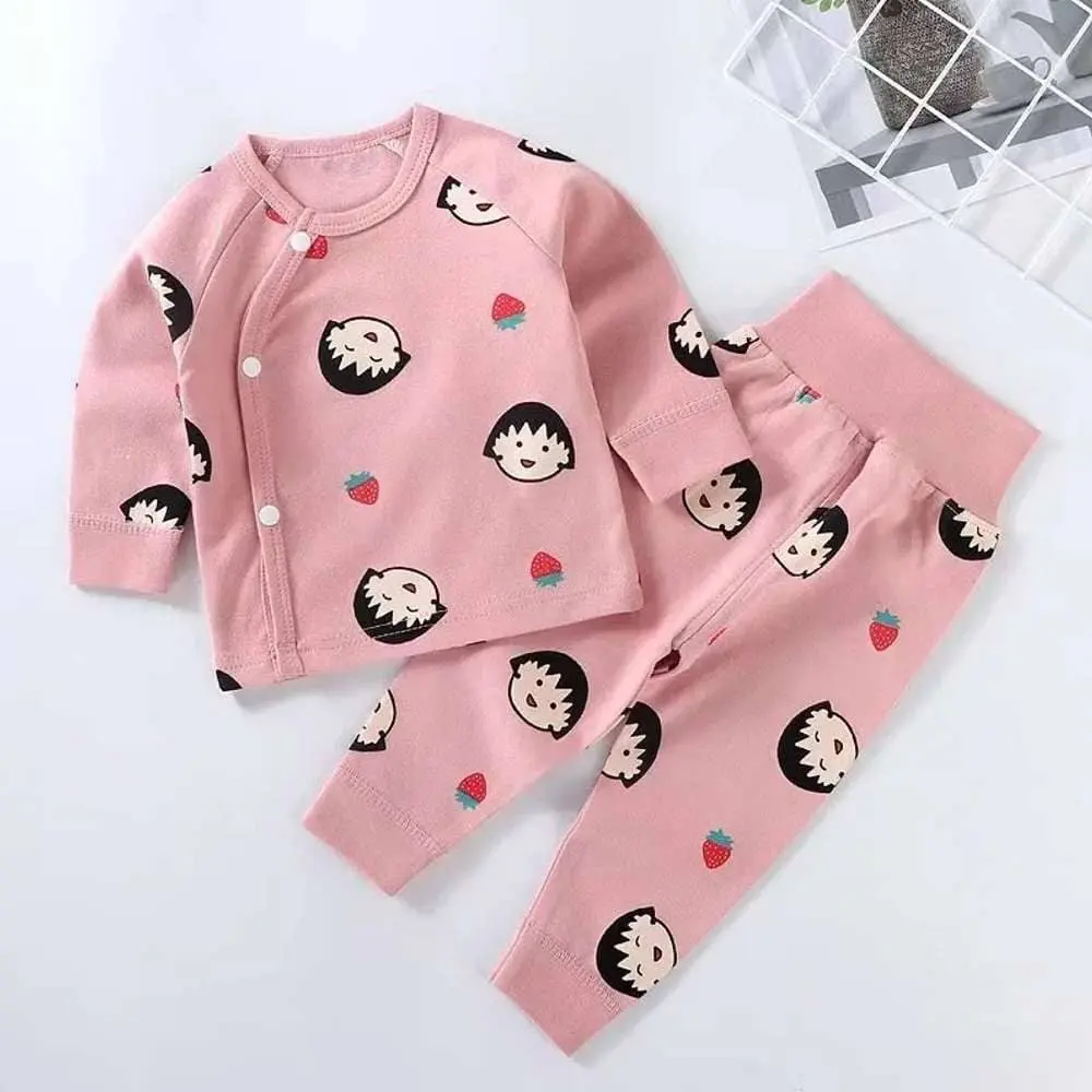 Winter Full Sleeves T-shirt and Pant Pink Cartoon