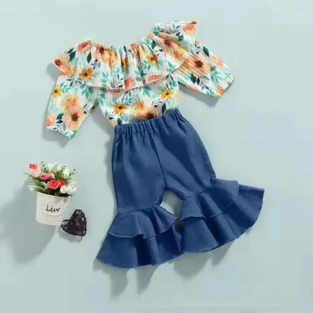 Printed Romper and Fancy Pajama Set