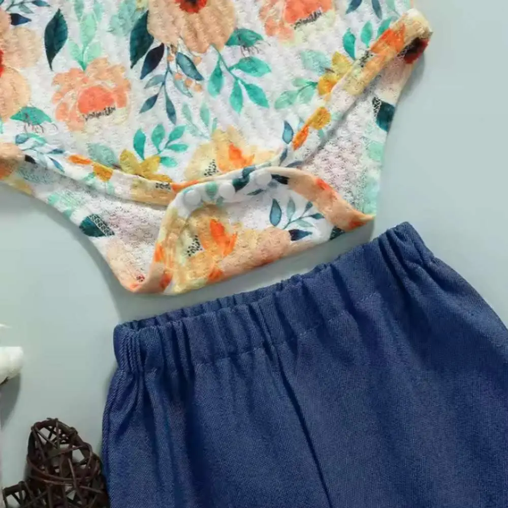 Printed Romper and Fancy Pajama Set
