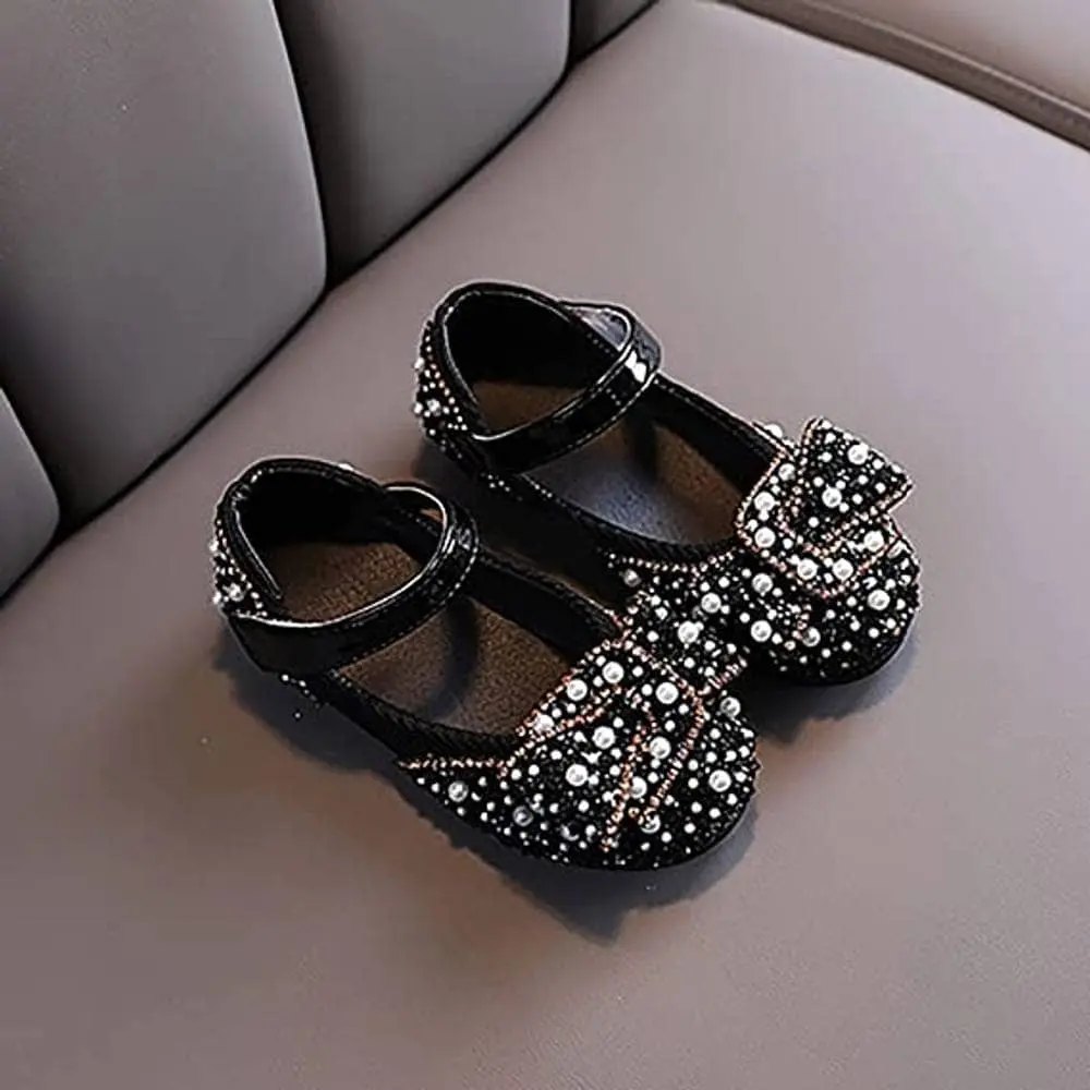 Sequin Pearl Party Shoes Black / 28