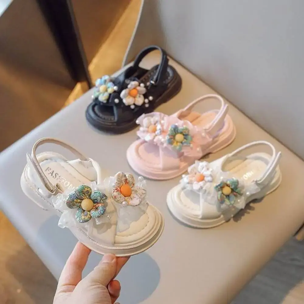 Floral Pearl Sandals For Baby Girls