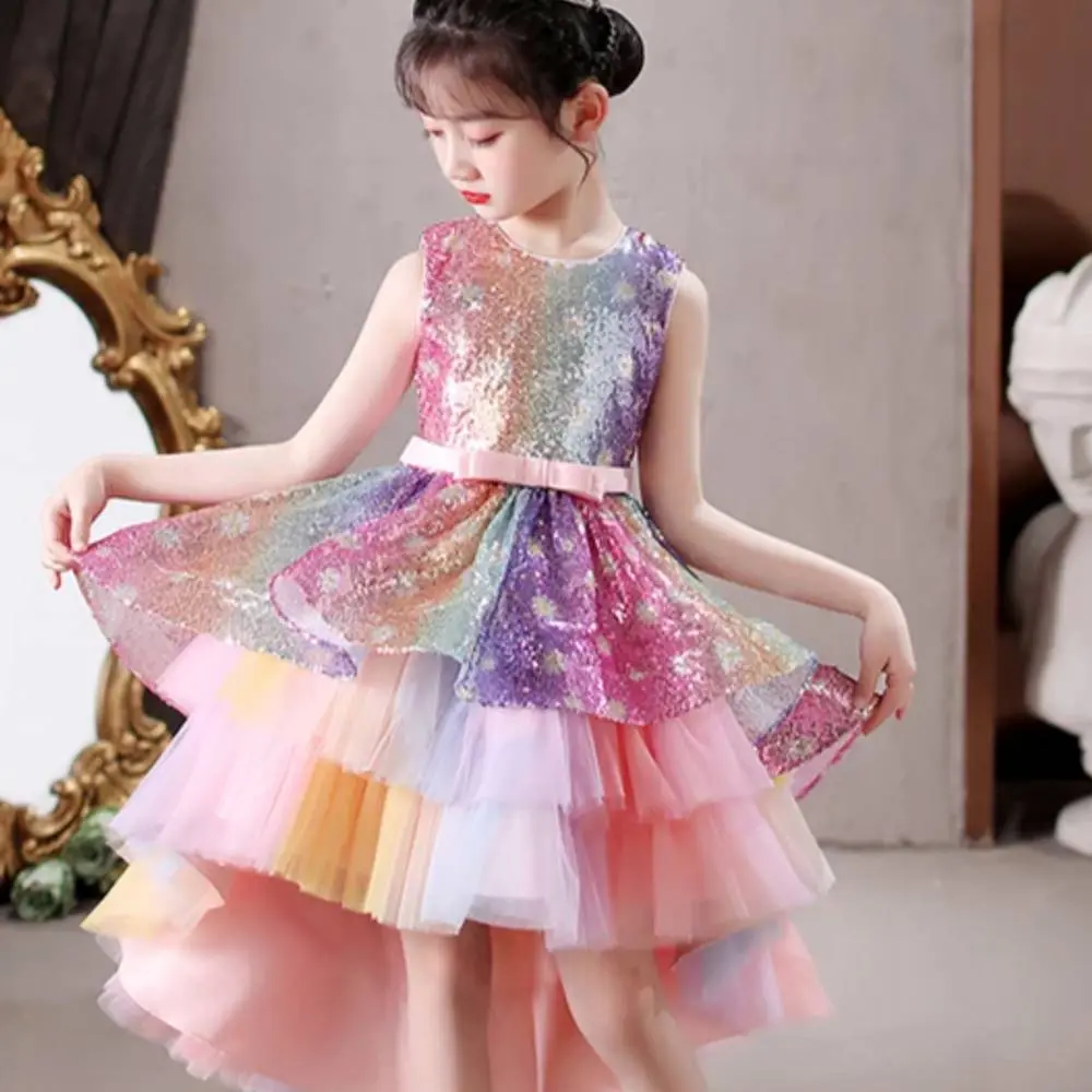 Party Dress Waterfall Pattern Long Back