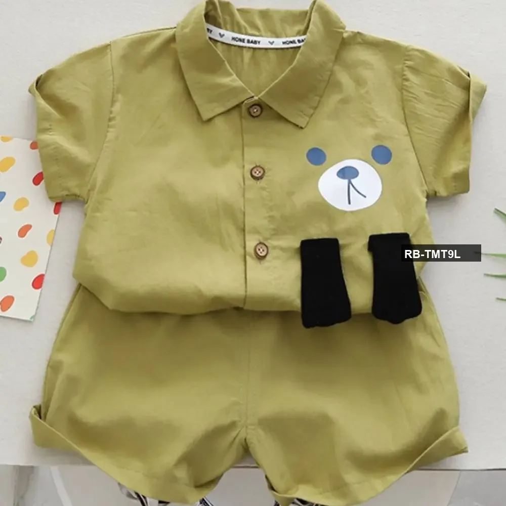 Smiley Shirt & Pant Olive - Boys Summer Shirt Set