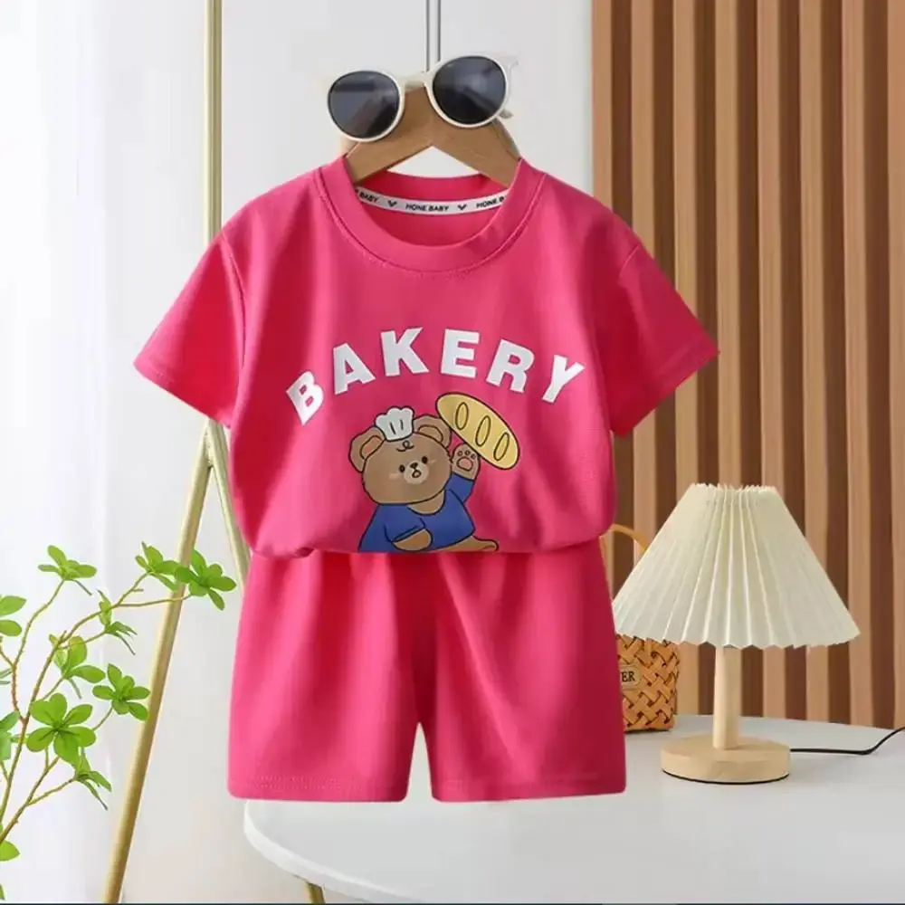 Bakery bear T-shirt and pant.Boy's Summer suit