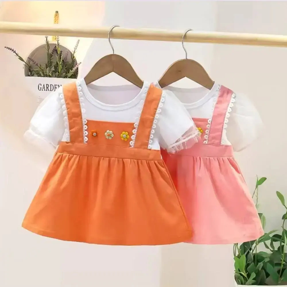 Embroidered Short sleeves frock .Girl's Summer suit .