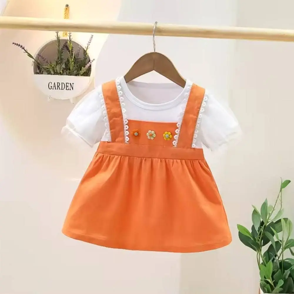 Embroidered Short sleeves frock .Girl's Summer suit .
