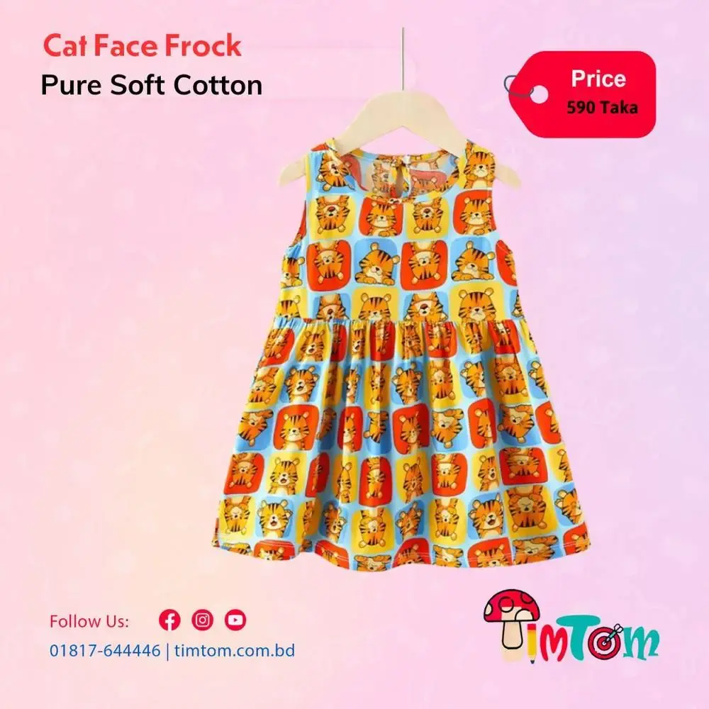 Cat Face Frock - Baby Girl Summer Dress