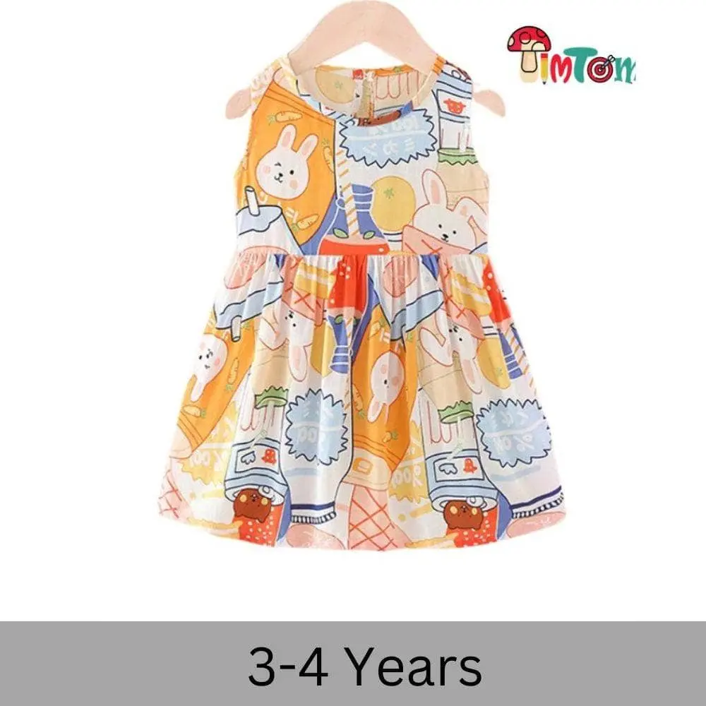 Cartoon Cat Frock 3-4 Y