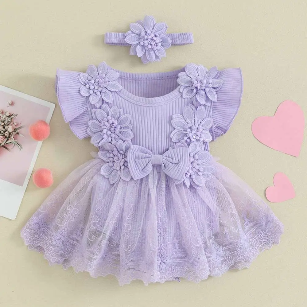 Lavender Floral Frock / 0-3 Month (60s)