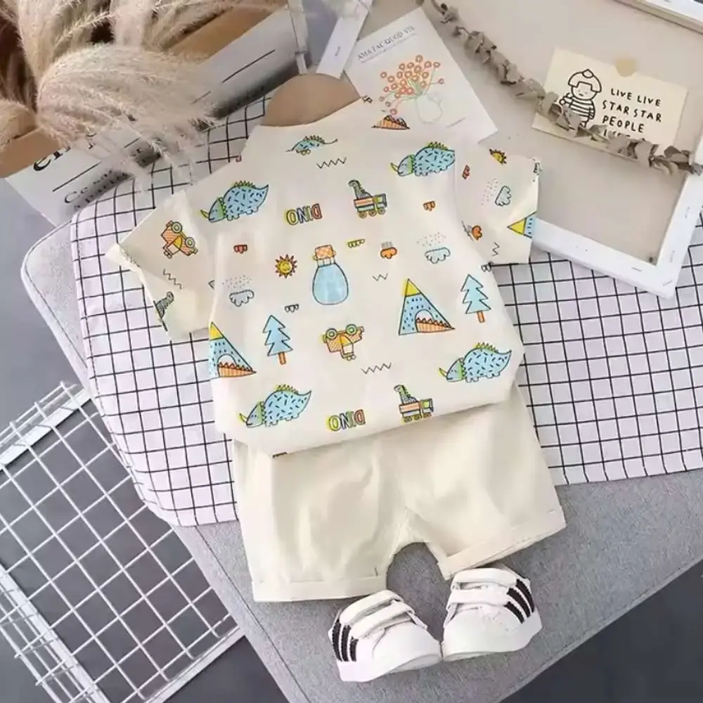Dino Car Shirt and Pant Set - Boys Summer Clothing