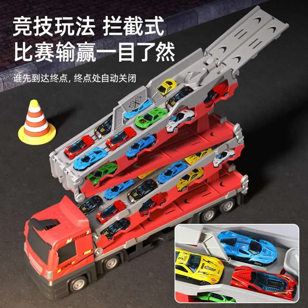 207 cm Foldable Launcher Truck with Double Track Racing Cars