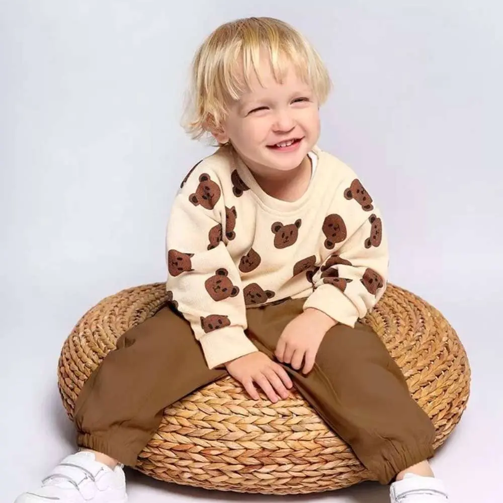 🧸 Bear Print Baby Winter Outfit Set- Winter tops and Pajama set