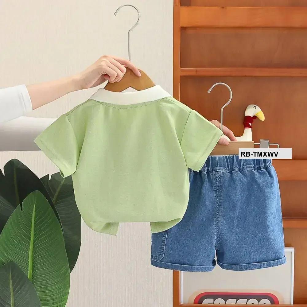 Sunny Cub Kids Polo Shirt & Denim Shorts Set