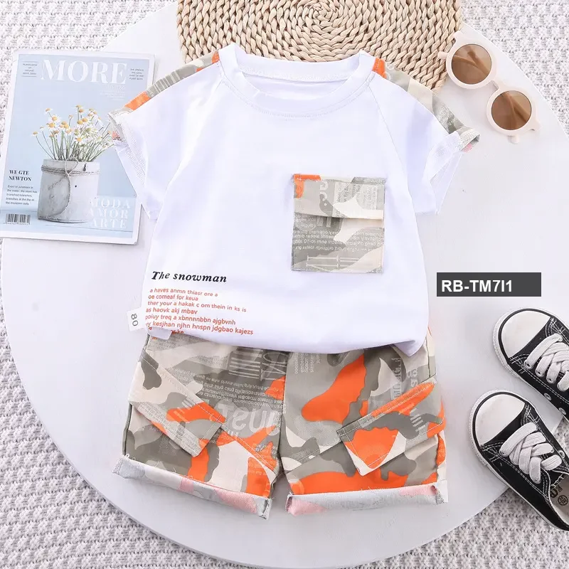 Baby Sports T-Shirt Set Orange - Original China Imported Baby Clothing