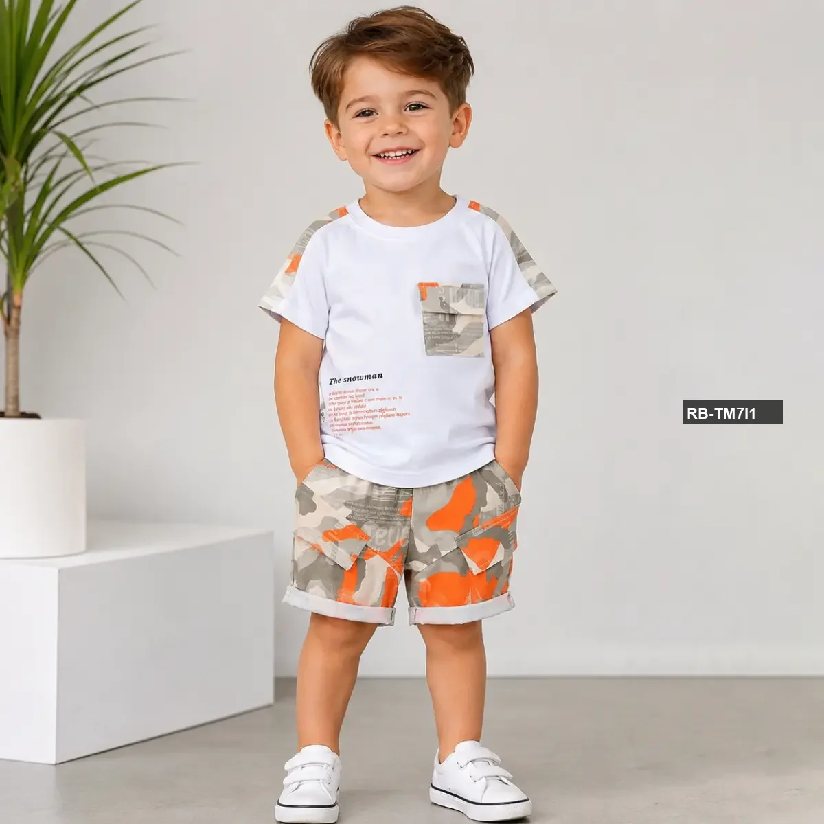 Baby Sports T-Shirt Set Orange - Original China Imported Baby Clothing