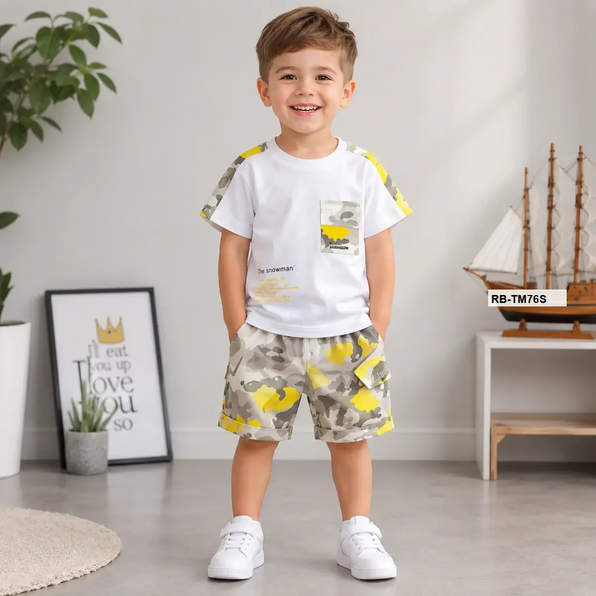 Baby Sports T-Shirt Set Yellow | Original China Imported Baby Clothing