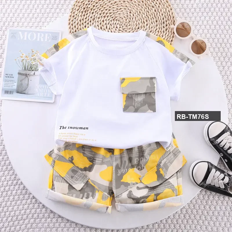 Baby Sports T-Shirt Set Yellow | Original China Imported Baby Clothing