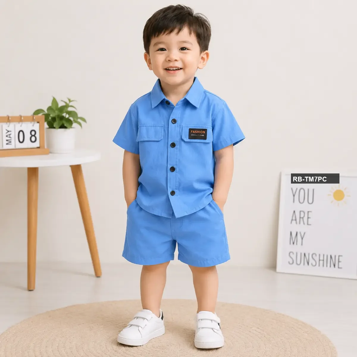 Boys Denim set - Imported Boys Solid Shirt & Pant Set