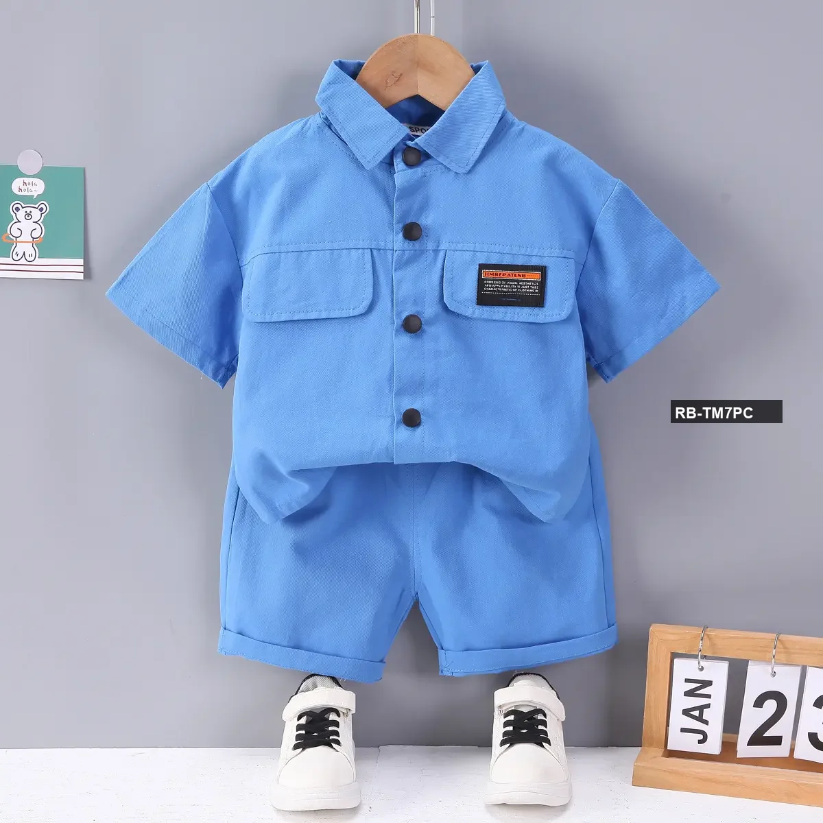 Boys Denim set - Imported Boys Solid Shirt & Pant Set