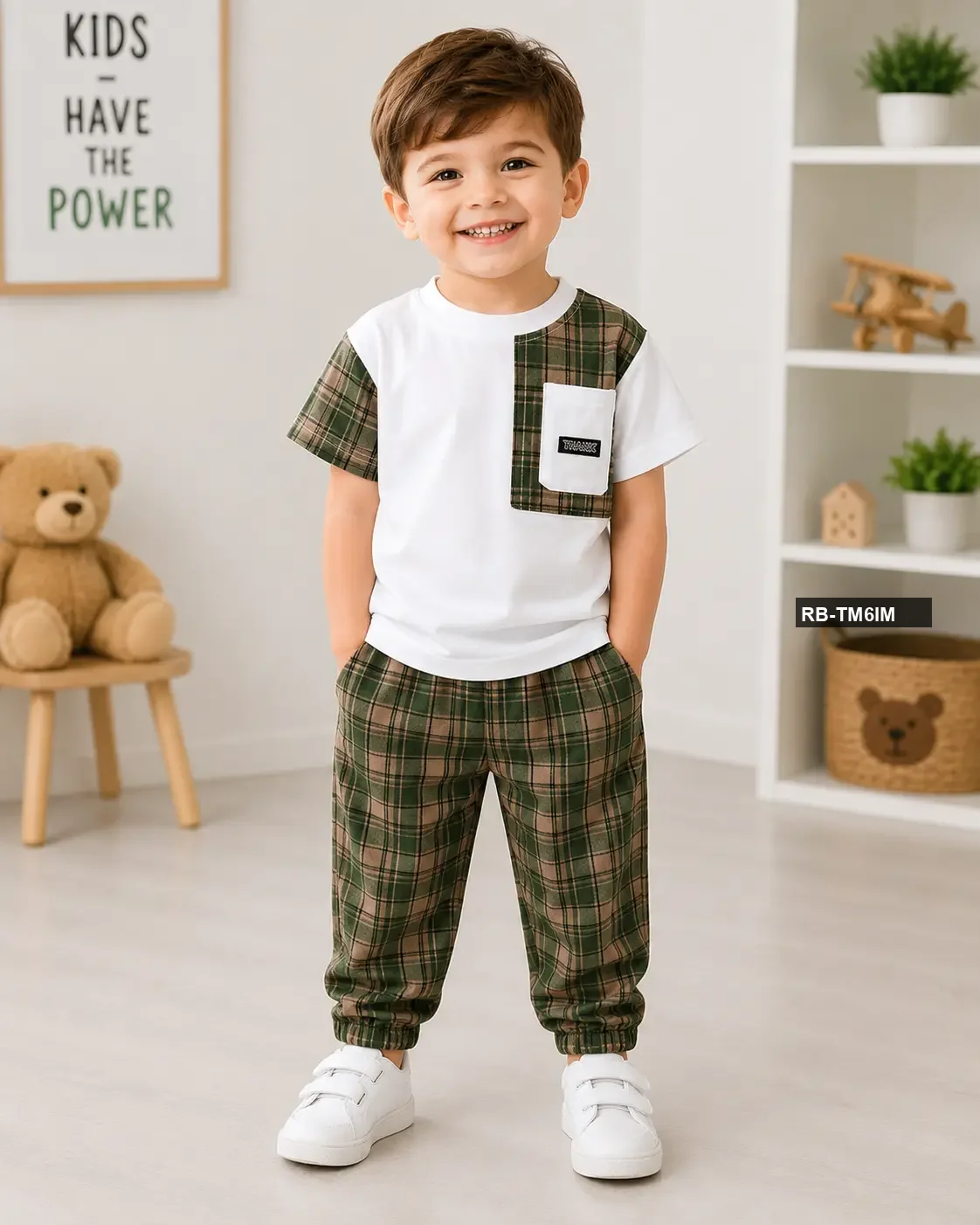 Check T-shirt & Pajamas - Boys China Imported Summer Wear
