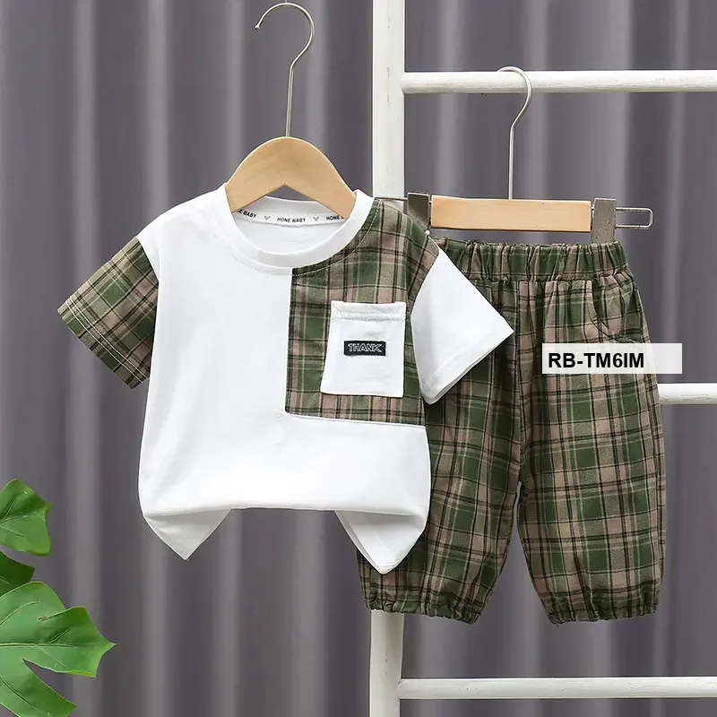 Check T-shirt & Pajamas - Boys China Imported Summer Wear