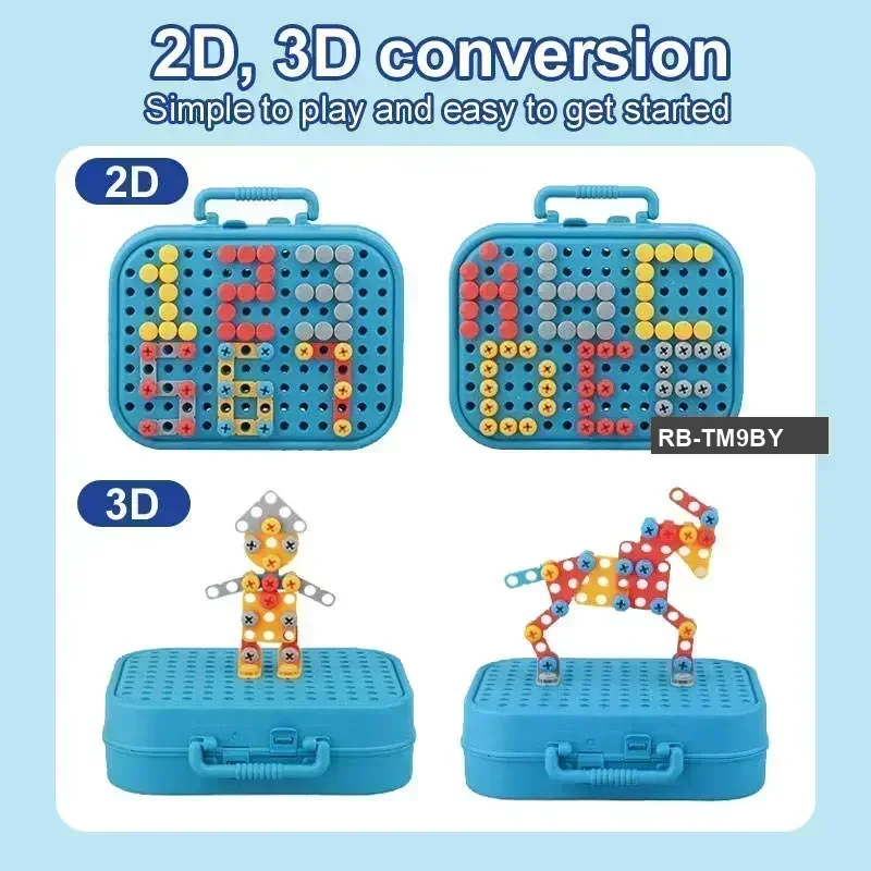 DIY Screw Puzzle Set - 2D/3D Fun with Electric Drill Machine