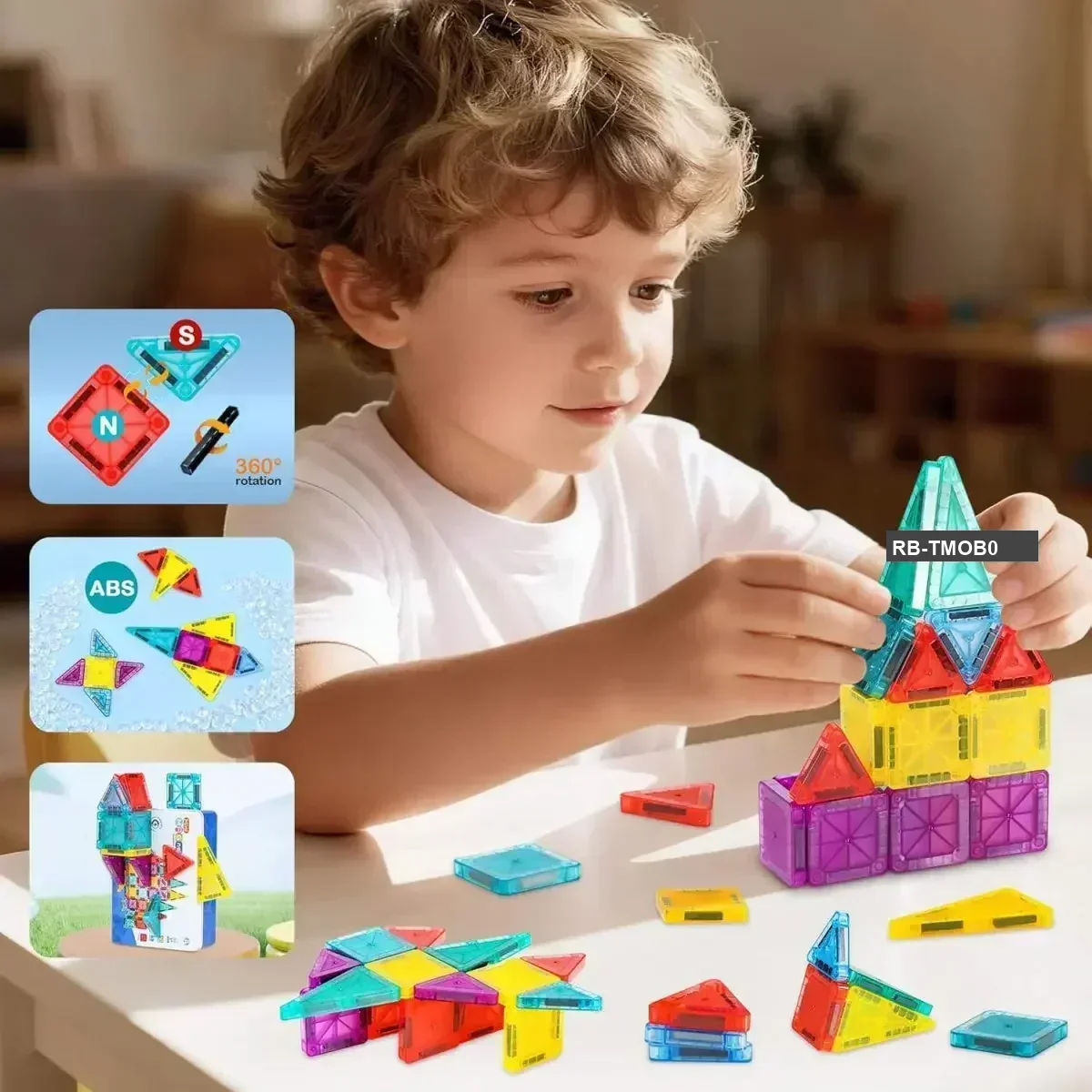 Mini Magnetic Tiles Geometry Education Set (32 PCS / 49 PCS)