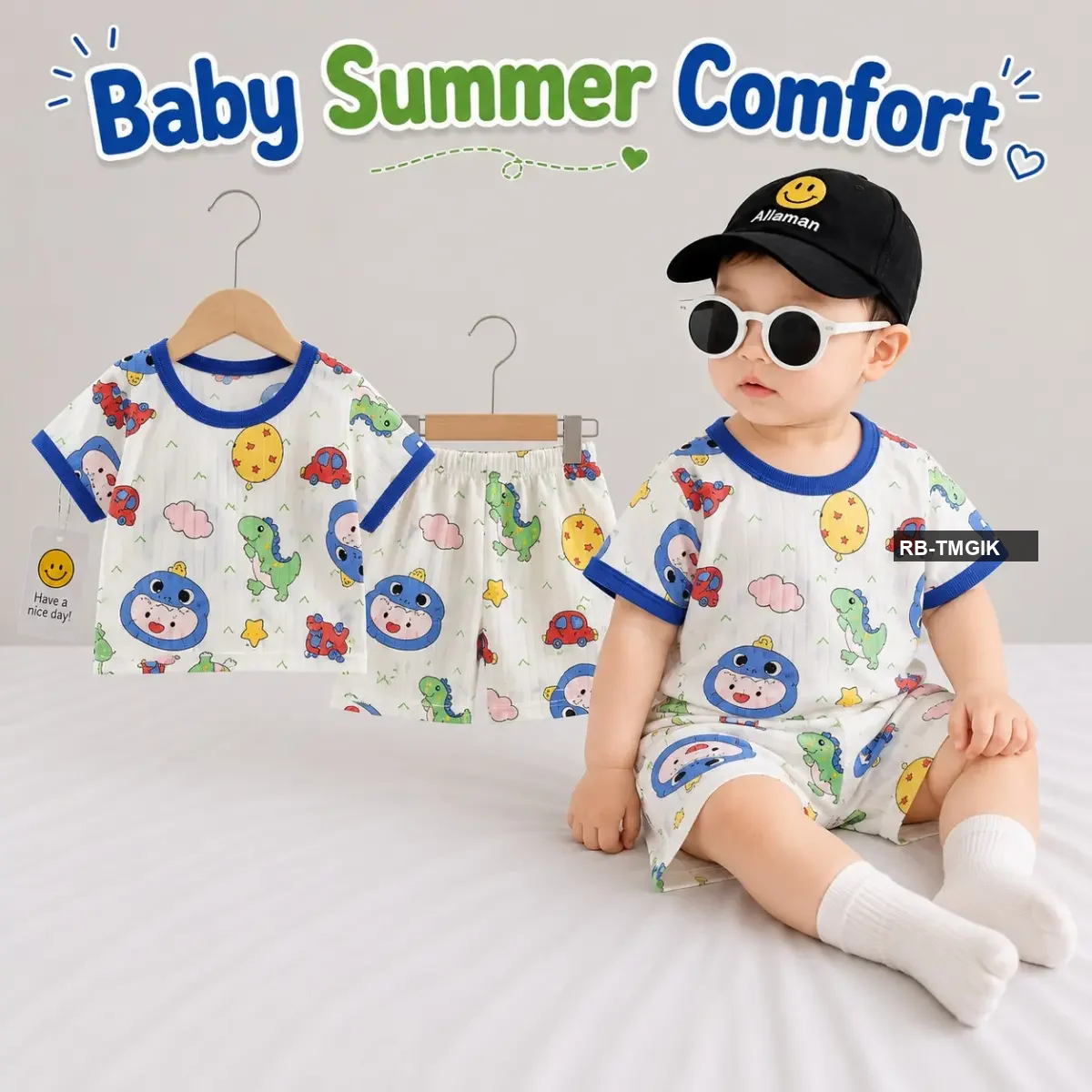 Roam Style Baby Summer T-Shirt Set - Dino Car