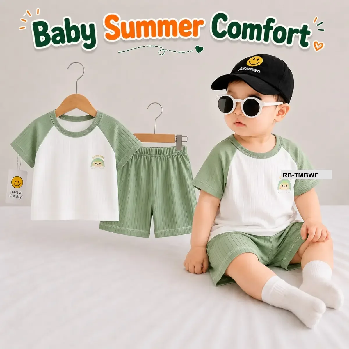 Summer Friendly T-shirt set Green