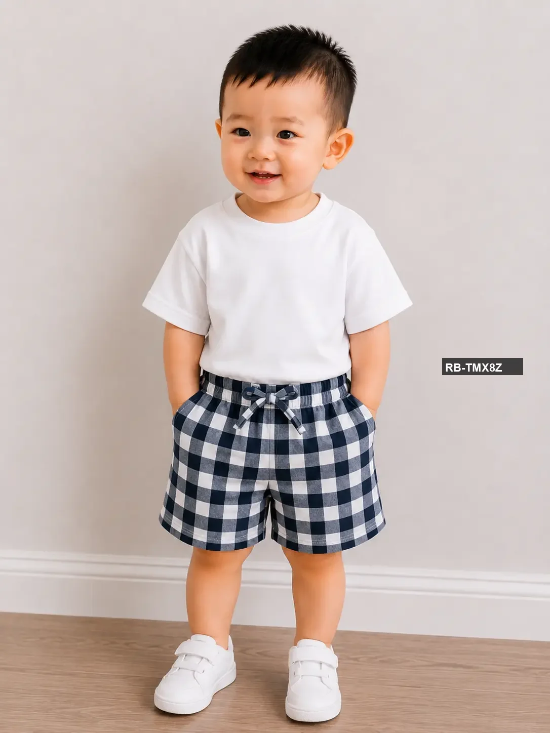 Premium white T-Shirt + Blue-White Check Pant Set