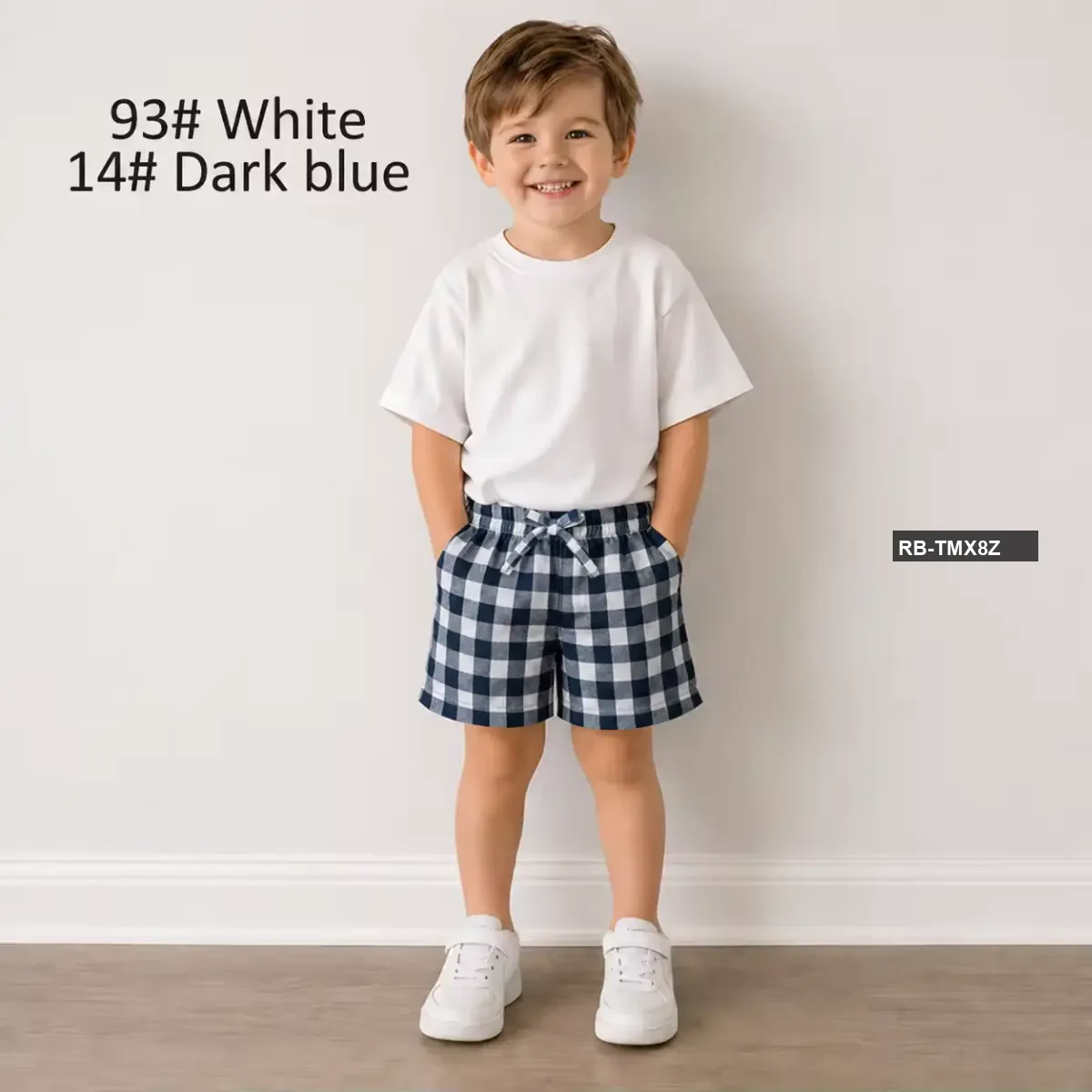 Premium white T-Shirt + Blue-White Check Pant Set